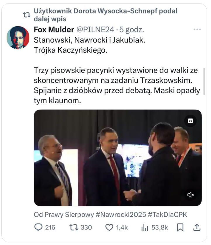 K_Stanowski's tweet photo. W normalnym państwie, które ma normalne media publiczne (Anglia/BBC), podanie dalej takiego tweeta oznaczałoby zwolnienie z pracy. Natomiast u nas standardy - oczywiście już za poprzedniej władzy - zostały tak zaniżone, że pani Schnepf jest rozpatrywana do poprowadzenia debaty. https://t.co/K98PuZBINf