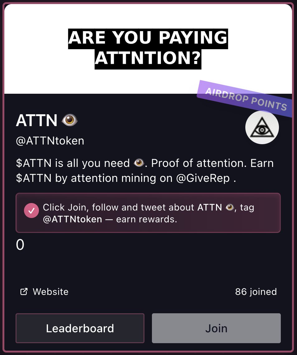 It's time to earn ATTN. Only on <a href="/GiveRep/">GiveRep</a>.