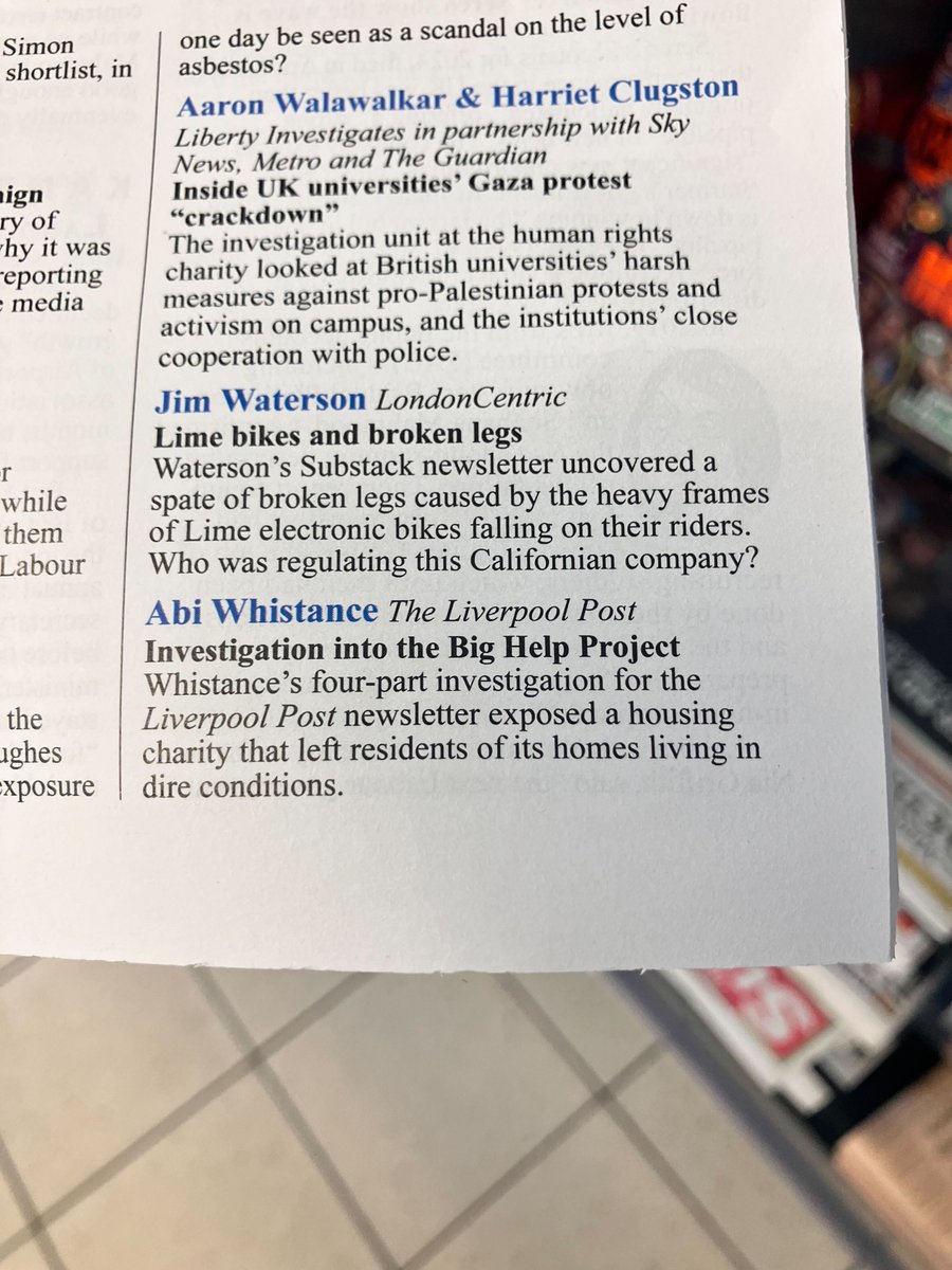 Abi Whistance (@abi_whist) on Twitter photo Very overwhelmed to have made it onto the shortlist for <a href="/PrivateEyeNews/">Private Eye Magazine</a>'s #paulfootaward for my investigations into The Big Help Project in Liverpool
A big thank you to my <a href="/millmediauk/">Mill Media</a> team who worked tirelessly behind the scenes to help make these stories happen 💛 Very overwhelmed to have made it onto the shortlist for <a href="/PrivateEyeNews/">Private Eye Magazine</a>'s #paulfootaward for my investigations into The Big Help Project in Liverpool
A big thank you to my <a href="/millmediauk/">Mill Media</a> team who worked tirelessly behind the scenes to help make these stories happen 💛