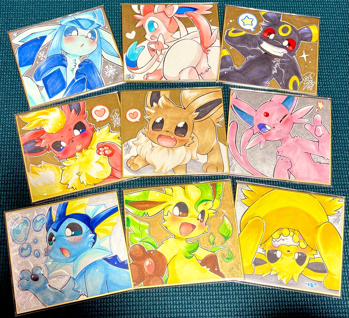 隙間時間に描いてきたブイズ色紙完遂