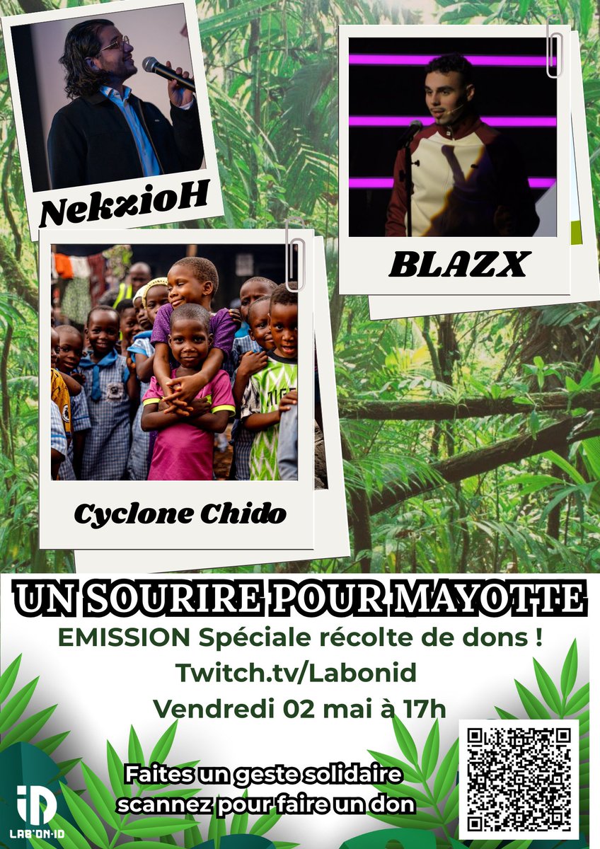 Vous le savez, je porte un marathon caritatif depuis lundi pour aider les jeunes de Mayotte !

L’émission de clôture, c’est vendredi à 17h sur <a href="/lab_onid/">LAB'ON-ID</a>.

Merci à <a href="/blazxleretour/">BLAZX</a> pour son soutien 🙏

L’émission sera une pépite, venez nombreux !
RT au max ❤️