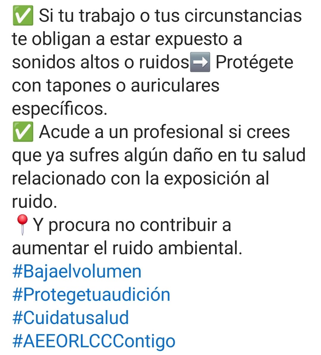 Nos unimos a la Campaña de Concienciación contra el #ruido 2025 junto al resto de Sociedades Científicas y Entidades.
La @who considera dañinos para la salud sonidos por encima de 65dB.
#BajaelVolumen de tus dispositivos
#CuidaTuSalud #ProtegetusOíods
No contribuyas a ⬆️ el ruido