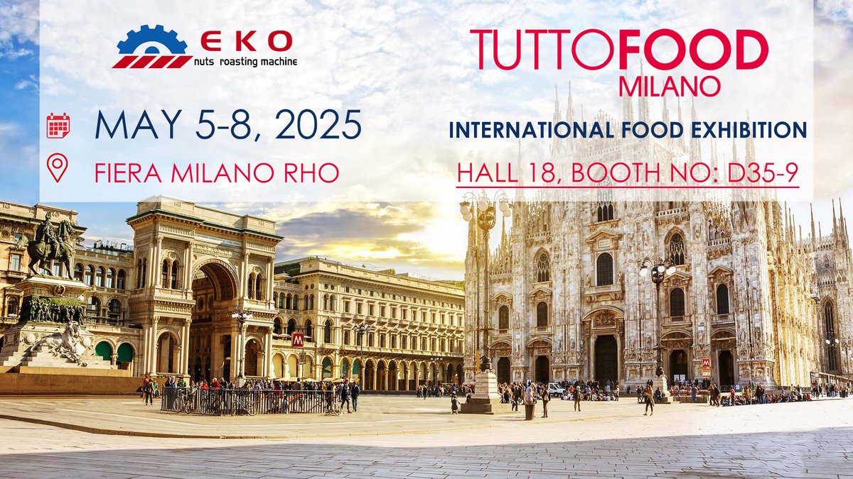 ekoroast's tweet image. Ekoroast Nuts Roasting Machinery#TUTTOFOODMilano We will exhibit at TUTTOFOODMilano 2025 Fair during May 5-8 2025  in Italy,If you are there then welcome to visit us, Our Stand is Hall18, D35-9 ekoroast.com #Ekoroast #Ekofi #KmsMachine #Altıntop #TUTTOFOODMilano2025