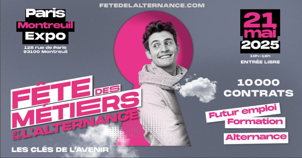 CCI Paris IdF (@cci_paris_idf) on Twitter photo 📢 Découvrez l’avenir de l’#emploi et de l’#orientation en #IDF ! Organisée par <a href="/Medef_IDF/">MEDEF Île-de-France</a>, la Fête des Métiers et de l’Alternance propose + de 10 000 opportunités : contrats, stages, animations & rencontres avec des pros.
🗓️ 21/05
Gratuit
+d'info👉 fetedelalternance.com 📢 Découvrez l’avenir de l’#emploi et de l’#orientation en #IDF ! Organisée par <a href="/Medef_IDF/">MEDEF Île-de-France</a>, la Fête des Métiers et de l’Alternance propose + de 10 000 opportunités : contrats, stages, animations & rencontres avec des pros.
🗓️ 21/05
Gratuit
+d'info👉 fetedelalternance.com