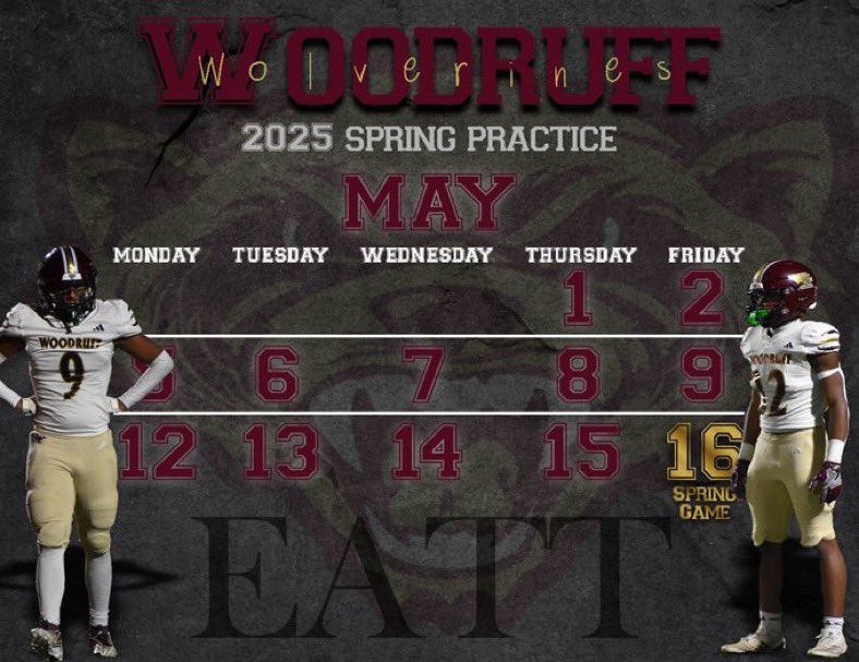 Kameron Taylor (@kamerontaylor44) on Twitter photo Just a few ,of the many, reasons to come out this spring. Starts May 1st so donโt miss out. #recruitthedruff
<a href="/CoachSloan10/">Brett Sloan</a> <a href="/CoachThomas2727/">Ryan Thomas</a> <a href="/CoachCejT3/">CeJay Thomas</a> <a href="/WoodruffFB/">Woodruff Wolverines Football</a> <a href="/Dwoodruff23/">Coach Woodruff</a> <a href="/PrepRedzoneSC/">Prep Redzone South Carolina</a> @On3Recruits <a href="/DAWGHZERECRUITS/">Dawg House Recruiting</a> <a href="/247Sports/">247Sports</a> <a href="/PrepRedzone/">Prep Redzone ๐</a> Just a few ,of the many, reasons to come out this spring. Starts May 1st so donโt miss out. #recruitthedruff
<a href="/CoachSloan10/">Brett Sloan</a> <a href="/CoachThomas2727/">Ryan Thomas</a> <a href="/CoachCejT3/">CeJay Thomas</a> <a href="/WoodruffFB/">Woodruff Wolverines Football</a> <a href="/Dwoodruff23/">Coach Woodruff</a> <a href="/PrepRedzoneSC/">Prep Redzone South Carolina</a> @On3Recruits <a href="/DAWGHZERECRUITS/">Dawg House Recruiting</a> <a href="/247Sports/">247Sports</a> <a href="/PrepRedzone/">Prep Redzone ๐</a>