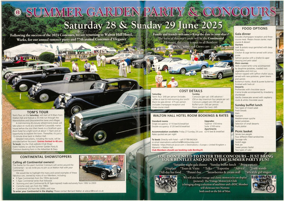 BDC SUMMER GARDEN PARTY &amp; CONCOURS. Sat 28 &amp; Sun 29 June 2025 at Walton Hall, Warks. COME ALONG IN YOUR BENTLEY AND JOIN THE SUMMER PARTY FUN! To book: bdcl.org/shop/bdc/ticke… Latest details and info: bdcl.org/events/events/…