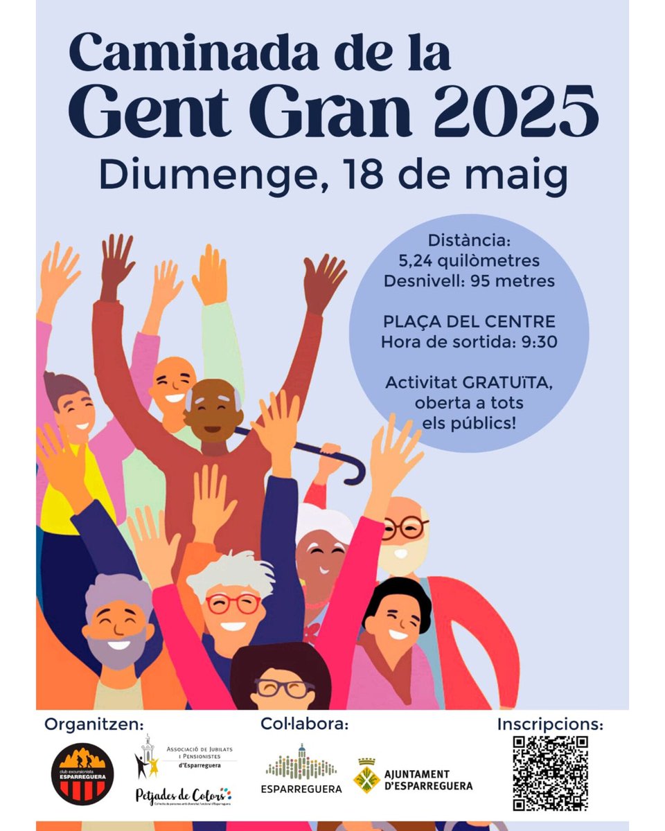 El proper 18 de maig, el nostre Club organitza la 1a Caminada de la Primavera, dins els actes de la Setmana de la Gent Gran que ha organitzat l'Ajuntament d'Esparreguera.

Activitat gratuïta i oberta a tothom, cal inscripció prèvia:

clubexcursionistaesparreguera.com/caminada-de-la…

#CEEenmarxa