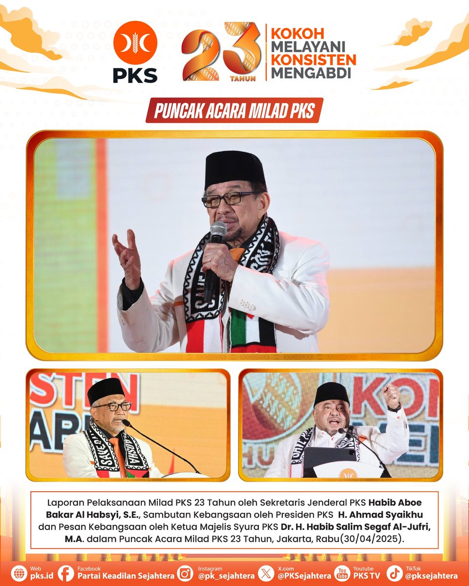 Ada haru dan air mata, ada syukur dan harap, semua mewarnai Puncak Acara Milad 23 Tahun PKS yang diselenggarakan hari ini. Tentu menjadi penanda sebuah perjalanan yang tidaklah sebentar. Juga sebagai pengingat untuk dapat terus memperbaiki diri agar semakin Kokoh Melayani dan