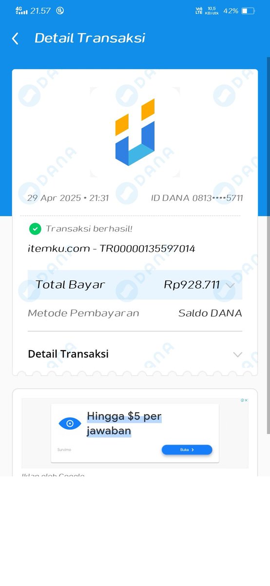 adevideon's tweet photo. @danawallet ini trx kedua , saldo saya hilang 1.960.000 https://t.co/fTnBZJkoEL