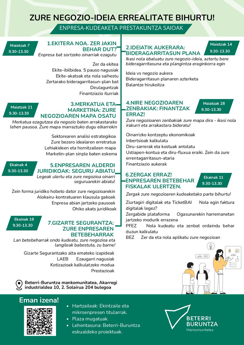 Hernaniko ekintzaileentzako prestakuntza saioak!

Plaza mugatuak. 

Eman izena lehen bailehen!