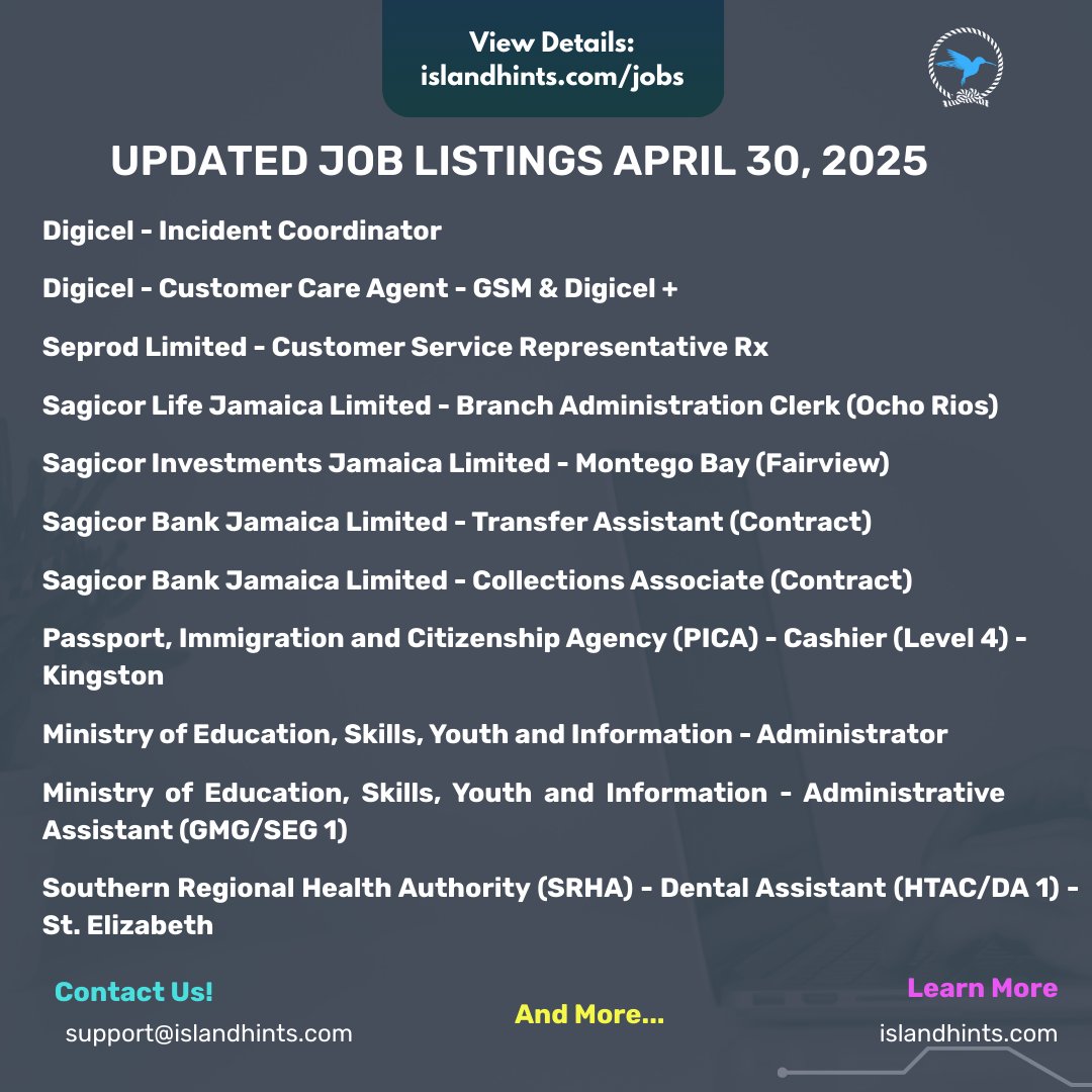 Browse the latest openings:

🔗 Apply Now: islandhints.com/jobs

⚠️ You cannot apply directly on our site. Use the job listing link for full details.

📣 Follow <a href="/islandhints/">Islandhints</a> for daily updates &amp; tag a friend who’s job hunting.