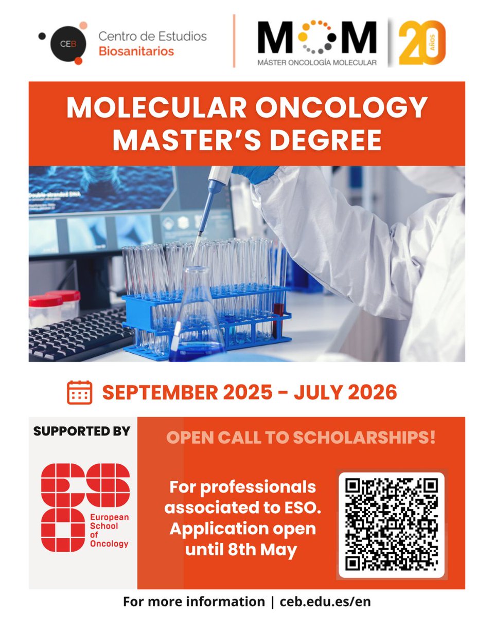 ESOncology (@esoncology) on Twitter photo ESO College is pleased to announce the opportunity for a ๐ฃ๐ฎ๐ฟ๐๐ถ๐ฎ๐น ๐ฆ๐ฐ๐ต๐ผ๐น๐ฎ๐ฟ๐๐ต๐ถ๐ฝ ๐ผ๐ณ ๐๐
๐ฐ๐ฒ๐น๐น๐ฒ๐ป๐ฐ๐ฒ to take part in the Molecular Oncology Master organised by <a href="/ceb_edu/">Centro de Estudios Biosanitarios</a>.
Apply via mom.ceb.edu.es and inform us by sending an email to college@eso.net ESO College is pleased to announce the opportunity for a ๐ฃ๐ฎ๐ฟ๐๐ถ๐ฎ๐น ๐ฆ๐ฐ๐ต๐ผ๐น๐ฎ๐ฟ๐๐ต๐ถ๐ฝ ๐ผ๐ณ ๐๐
๐ฐ๐ฒ๐น๐น๐ฒ๐ป๐ฐ๐ฒ to take part in the Molecular Oncology Master organised by <a href="/ceb_edu/">Centro de Estudios Biosanitarios</a>.
Apply via mom.ceb.edu.es and inform us by sending an email to college@eso.net
