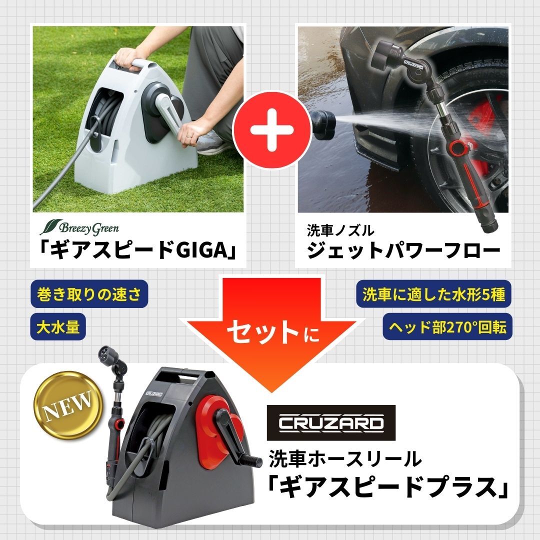 クルザード コメリ 20m ギアスピードプラス 洗車用ホースリール
