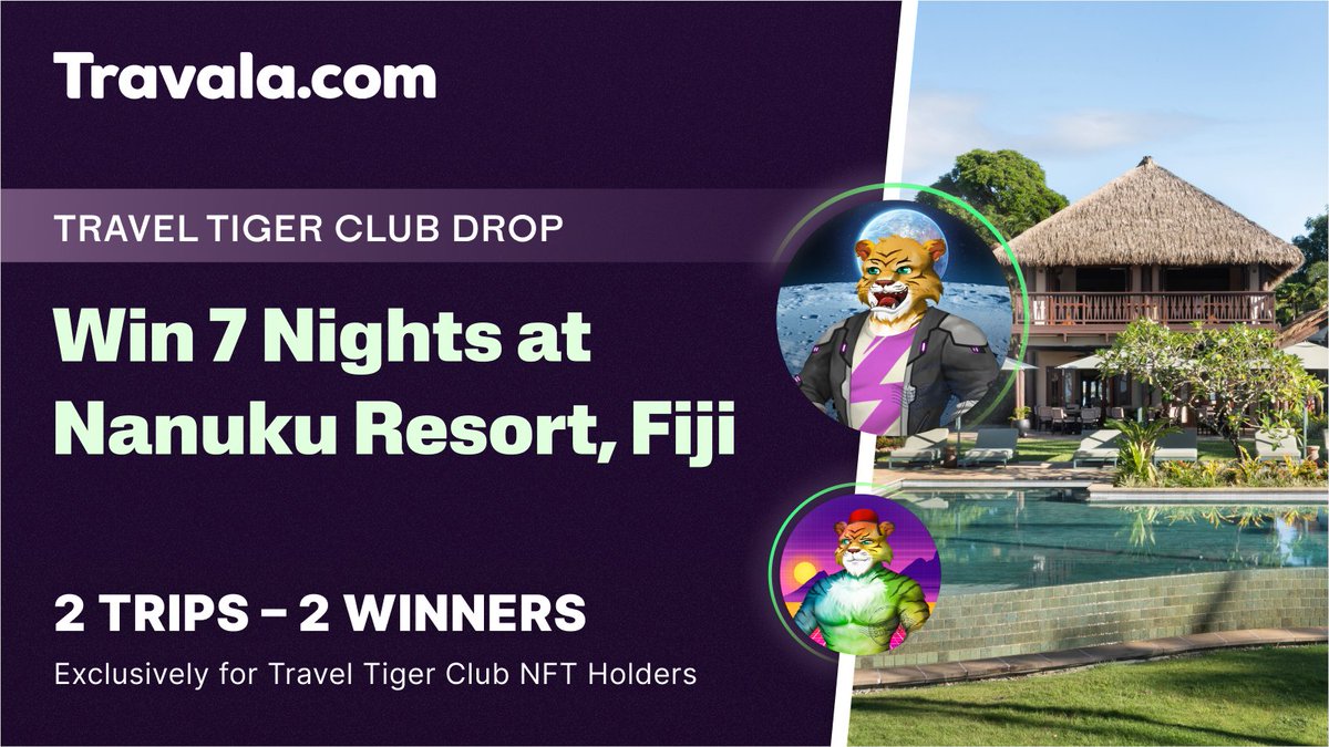 travalacom's tweet image. Welcome to @NanukuResort Fiji😍 Your private slice of paradise🌴

This 5-star beachfront retreat is the heart of the 13th #TravelDrop

2 winners will enjoy 7 nights of luxury, world-class hospitality, &amp;amp; once-in-a-lifetime experiences

Exclusively for #TravelTigerClub NFT holders!
