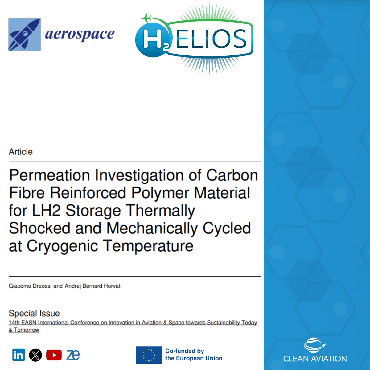🧪New research from #H2ELIOS explores how CFRP materials perform in LH₂ storage conditions.

🔍Thermal shocks, mechanical cycling, cryogenic temps — all tested.

📖 Read the paper: zenodo.org/records/147932… 

#H2ELIOS #CleanAviation #Innovation