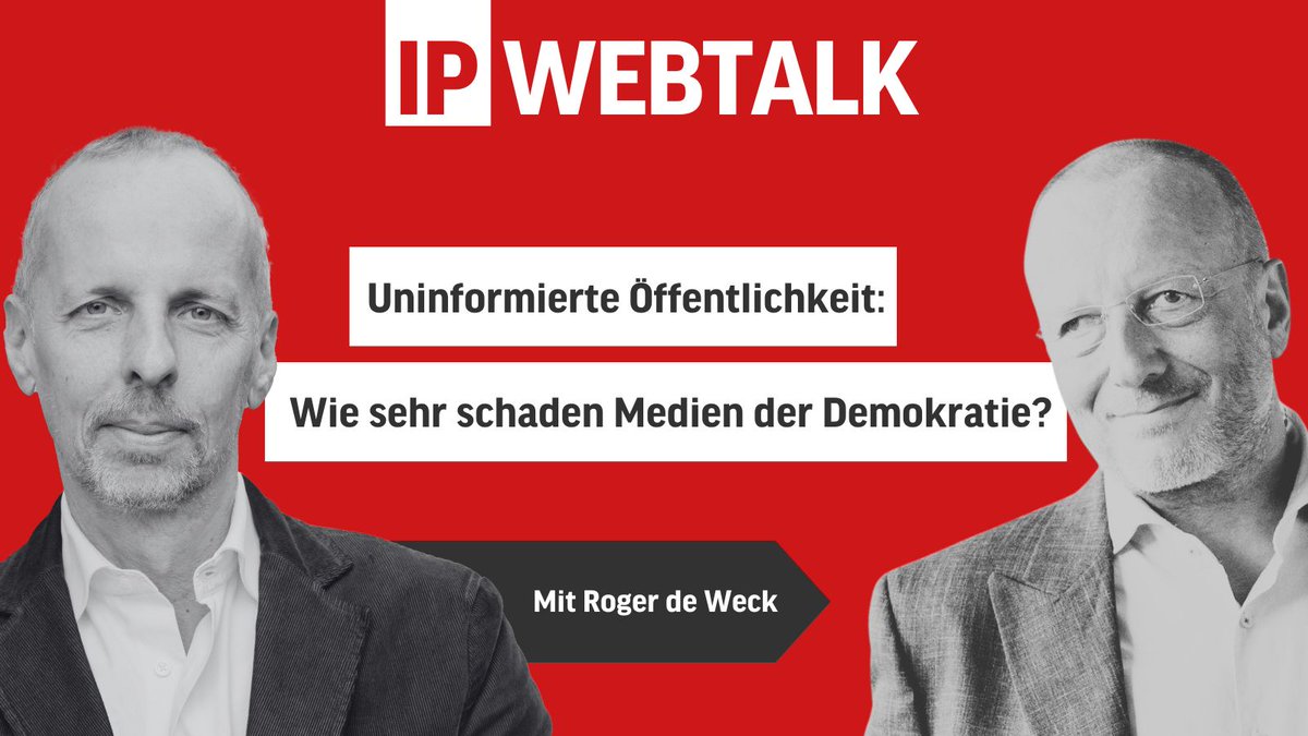 Internationale Politik (@int_politik) on Twitter photo Wie sehr schaden Medien der Demokratie? Welchen #Journalismus braucht es, gerade mit Blick auf epochale globale Veränderungen?
Den IP-Webtalk mit <a href="/WeckR/">Roger de Weck</a> gibt es hier in voller Länge zum Nachschauen: youtube.com/watch?v=RTDdrJ… Wie sehr schaden Medien der Demokratie? Welchen #Journalismus braucht es, gerade mit Blick auf epochale globale Veränderungen?
Den IP-Webtalk mit <a href="/WeckR/">Roger de Weck</a> gibt es hier in voller Länge zum Nachschauen: youtube.com/watch?v=RTDdrJ…