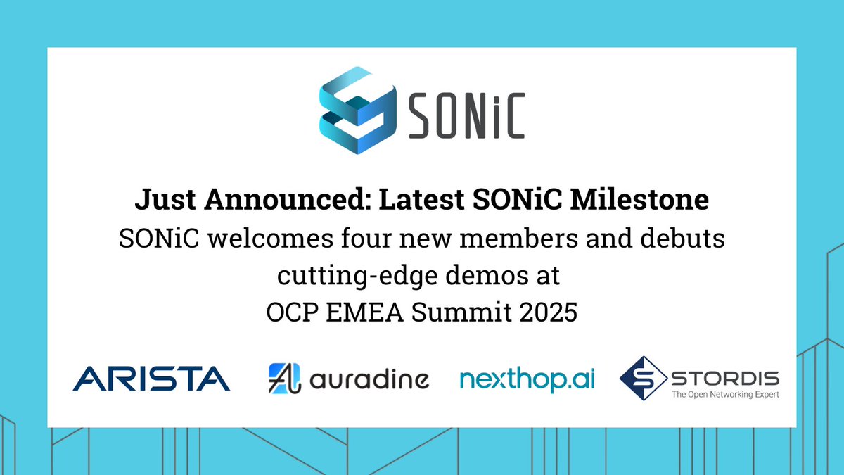 SONiC_Fund's tweet image. The SONiC community just got bigger.
Join us at #OCPEMEA Summit 2025 and see whatβs powering the next wave of open networking.
π hubs.la/Q03jF6CP0
#SONiC #OpenSource #Networking