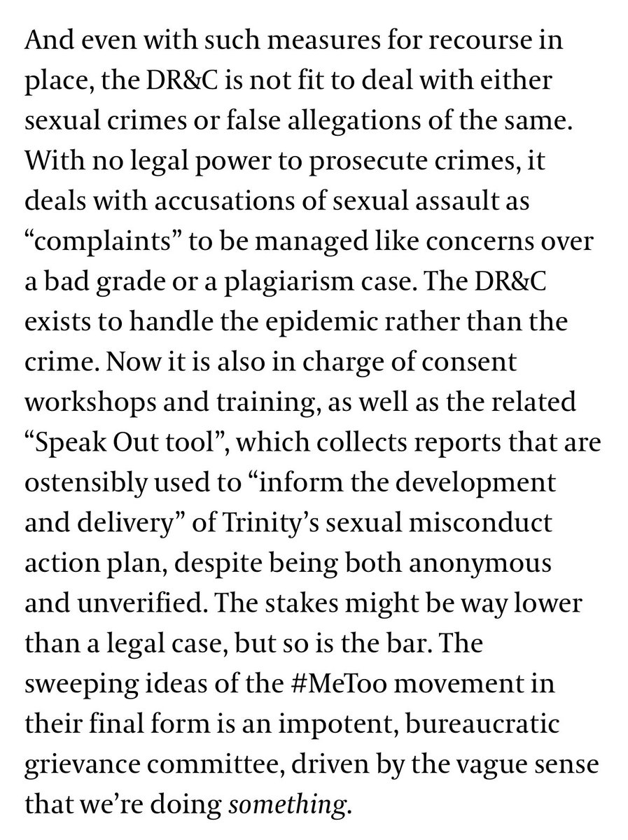 Felice Basbøll (@fbasboll) on Twitter photo In light of an ill-considered campaign from our SU to reform Trinityâs sexual misconduct policy (yes, thatâs an effigy) I wrote for <a href="/universitytimes/">The University Times</a> about why it would be better to abolish Trinityâs âDignity, Respect, and Consent serviceâ altogether. In light of an ill-considered campaign from our SU to reform Trinityâs sexual misconduct policy (yes, thatâs an effigy) I wrote for <a href="/universitytimes/">The University Times</a> about why it would be better to abolish Trinityâs âDignity, Respect, and Consent serviceâ altogether.