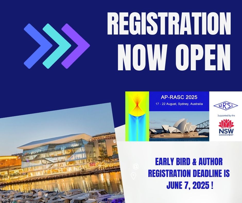 🤩🥳🤩We are happy to announce that the registration for #URSI #APRASC2025 is NOW OPEN ! Register here : arinex.eventsair.com/ap-rasc2025/fo…. For more information 👉ap-rasc.com/registration.p…