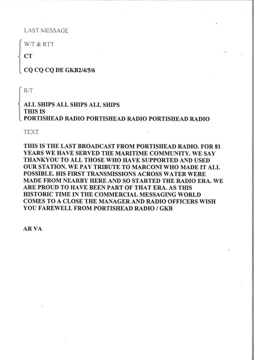 25 years ago today at 1200z, radio station Portishead Radio GKA made its final  cw transmissions.