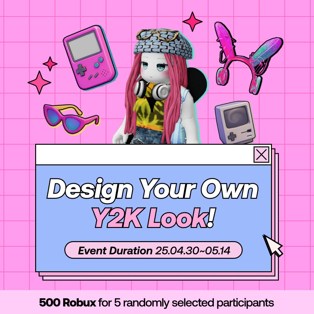 Altava_ai's tweet image. Retro's Making a Comeback—time to sparkle like it’s 1999! Design Your Own Y2K Look! 📷✨
💿Design unique UGC for Roblox
💿Choose from hundreds of free templates
💿Create easily and quickly with AI
What’s your dream Y2K look?
Share your style with us!
Event Duration April 30,…