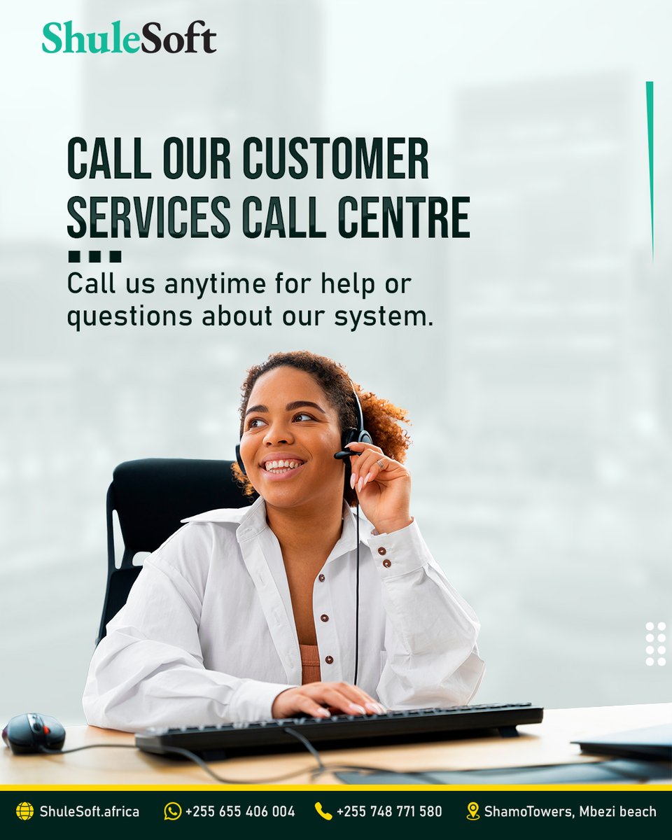 System Troubles? 

Don’t let confusion slow you down. Our expert support team is ready 24/7 to assist you with anything on ShuleSoft. We speak your language, and we solve your problems - fast.

Call : +255 655 406 004 | +255 748 771 580
Web: shulesoft.africa