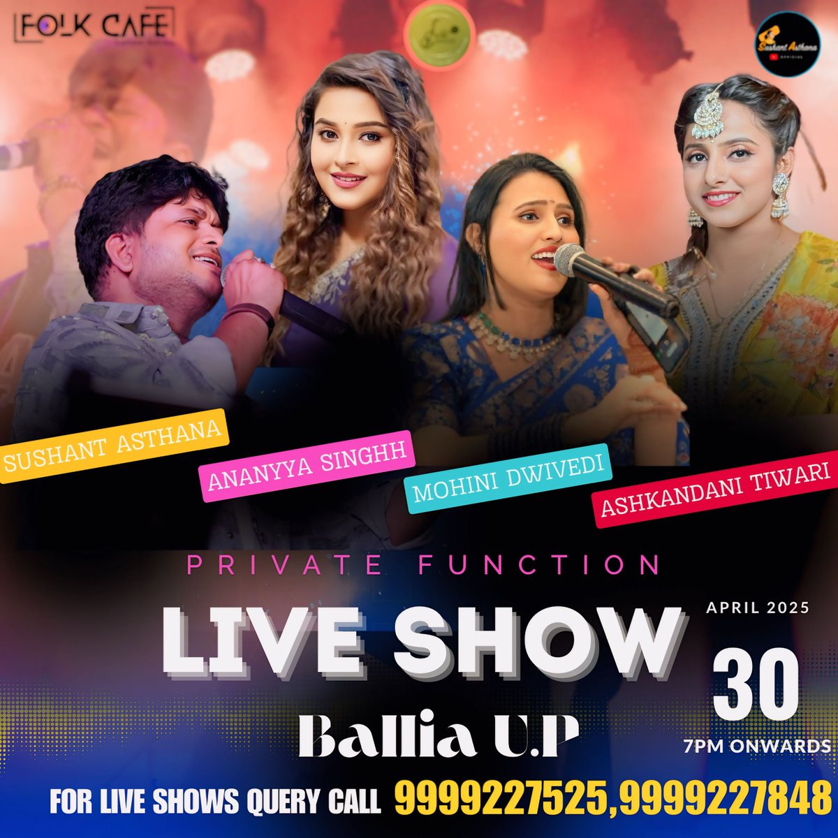 Another gig today in Ballia Uttarpradesh with my full of band. 
<a href="/sushant_asthana/">Sushant Asthana</a> <a href="/ananyasingh/">ananyasingh</a> <a href="/Dwiv37014Mohini/">Mohini Dwivedi</a> <a href="/ashkandani/">Ashkandani🦋</a> 
@sushantasthanaband @folkcafebysushantasthana 

Thanks to <a href="/SarveshMishra_/">Sarvesh Mishra</a> bhaiya for inviting us for this beautiful event. #artist