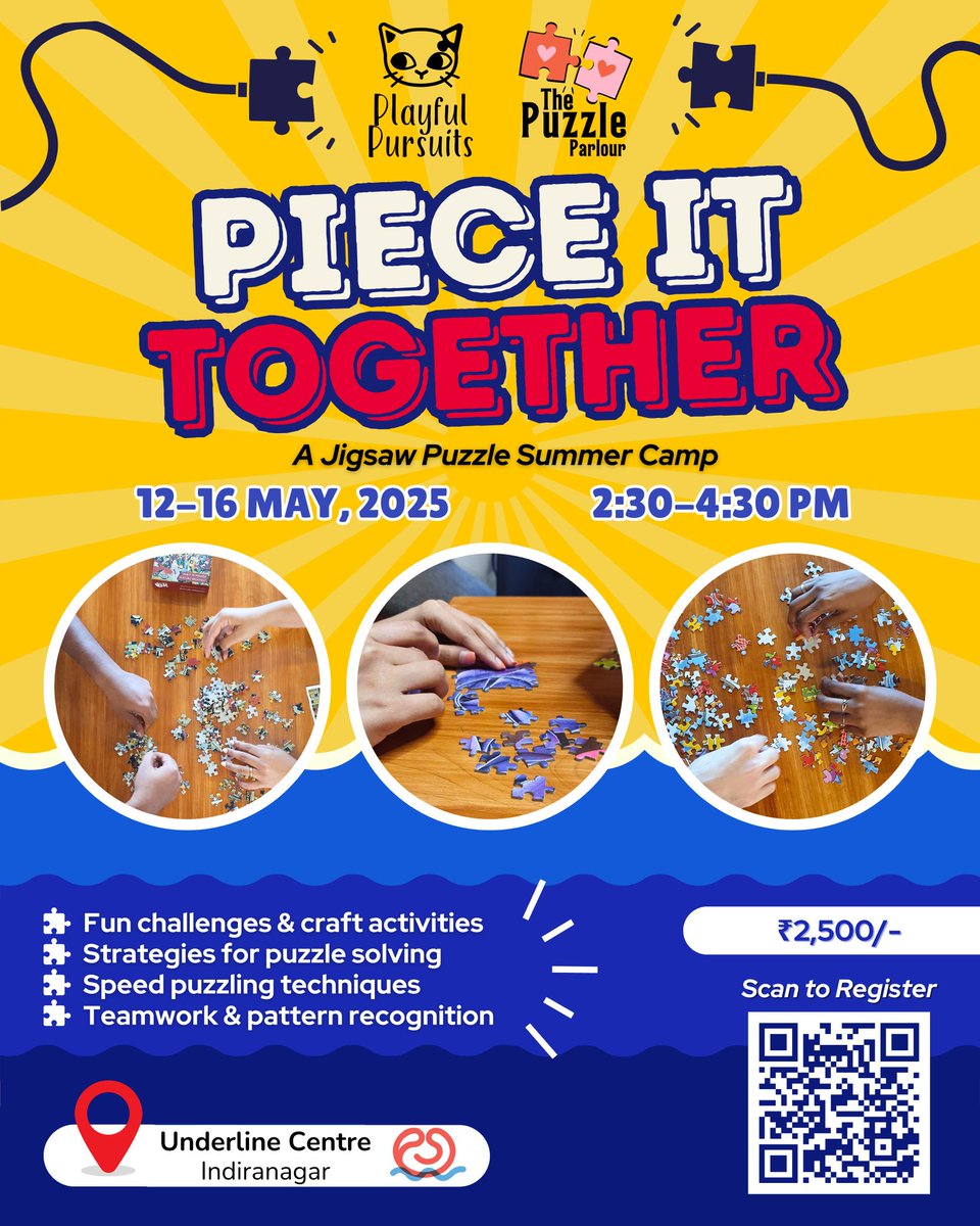 We're running a 5-day jigsaw puzzle summer camp in BLR! Suitable for kids, tweens and teens who have an affinity for jigsaw puzzles. You also get to take home two puzzles at the end of the camp! Deets in the registration link via the QR code.