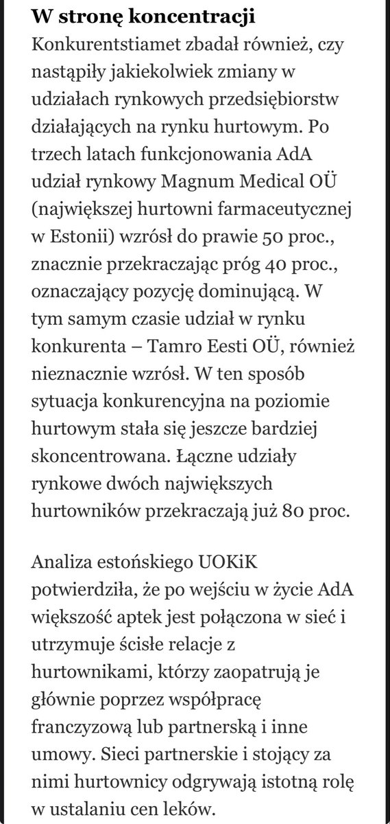 Przeregulowanie rynku aptecznego prowadzi zazwyczaj do nadmiernego wzmocnienia pozycji hurtowni farmaceutycznych, które wykorzystują osłabienie aptek do budowania zależnych od siebie sieci wirtualnych. Wielkie hurtownie osłabiając możliwości negocjacyjne aptek wpływają na poziom