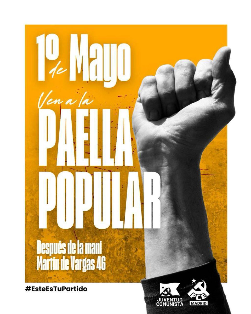 🔥 El 1° de mayo, ¡ven a la manifestación con nosotras!

Nos vemos a las 11:15 en C/Gran Vía con C/Víctor Hugo. 
Y después no te pierdas la tradicional paella popular en nuestra sede de la C/Martín de Vargas 46 🥘

¡Nos vemos mañana!
#EsteEsTuPartido ✊