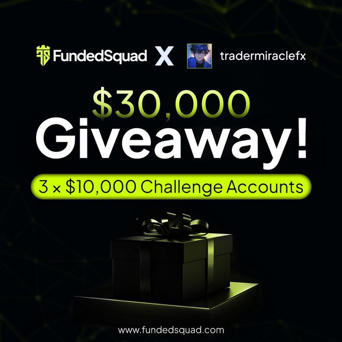 $30,000 ACCOUNTS GIVEAWAY 🔥🔥🔥

⭐ Follow <a href="/fundedsquad/">FundedSquad</a> <a href="/Fadel_FST/">Fadel</a>  <a href="/ajwadthefalcon/">Ajwad Saleem</a> <a href="/tradermiraclefx/">Trader Miracle</a> 

⭐ Join Discord: discord.gg/C6znjHZzXg

⭐ Join Telegram: t.me/fundedsquadoff…

✨ Tag 3 Traders
✨ Engage with FundedSquad Pinned post
✨ Like &amp; Retweet
✨ 4 Days