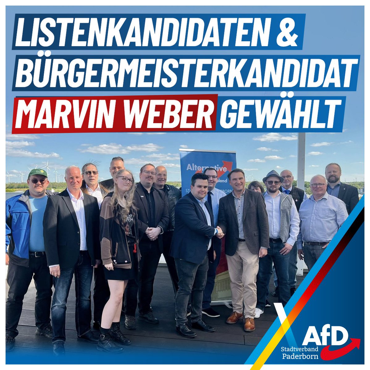 AfD Kreisverband Paderborn (@afdkvpb) on Twitter photo Der AfD Stadtverband hat Listenkandidaten und ihren Bürgermeisterkandidaten <a href="/Weber_AfD/">Marvin Weber</a> gewählt
Mehr auf afd-paderborn.de/2025/04/30/bue… Der AfD Stadtverband hat Listenkandidaten und ihren Bürgermeisterkandidaten <a href="/Weber_AfD/">Marvin Weber</a> gewählt
Mehr auf afd-paderborn.de/2025/04/30/bue…