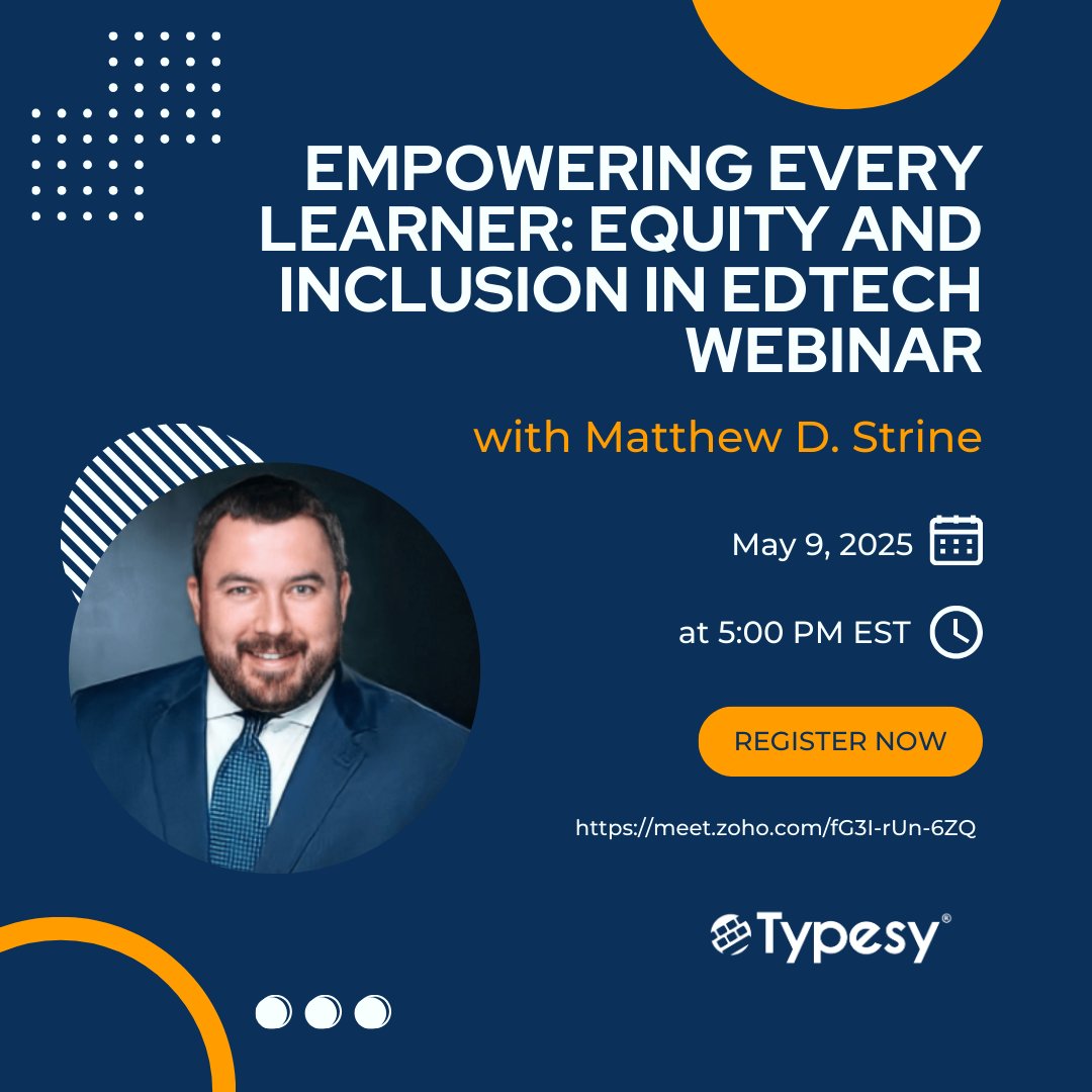 Typesy (@typesyapp) on Twitter photo Join us live on May 9 @ 5PM EST for a PD webinar with Matthew Strine <a href="/MDSForTheKids/">Matthew Strine</a> :
“Empowering Every Learner: Equity & Inclusion in EdTech” 🌍💡
Reserve your spot 👉 zurl.co/UARjC
#EdTech #PDWebinar #EquityInEducation #Typesy Join us live on May 9 @ 5PM EST for a PD webinar with Matthew Strine <a href="/MDSForTheKids/">Matthew Strine</a> :
“Empowering Every Learner: Equity & Inclusion in EdTech” 🌍💡
Reserve your spot 👉 zurl.co/UARjC
#EdTech #PDWebinar #EquityInEducation #Typesy