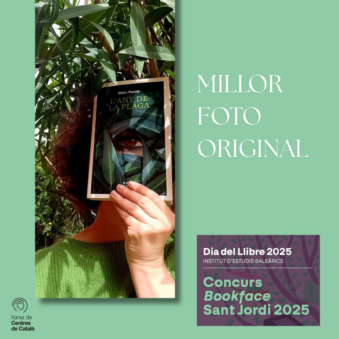 📣 Aquestes són les imatges guanyadores del concurs Bookface Sant Jordi 2025 de la Xarxa de Centres de Català!
🏆 Enhorabona a Margalida Soler per la fotografia més ben executada!
🏆 Enhorabona a Anna Tur per la fotografia més original! 
<a href="/IEBalearics/">Institut d'Estudis Baleàrics</a> <a href="/baulesdellengua/">Baules de Llengua</a>
