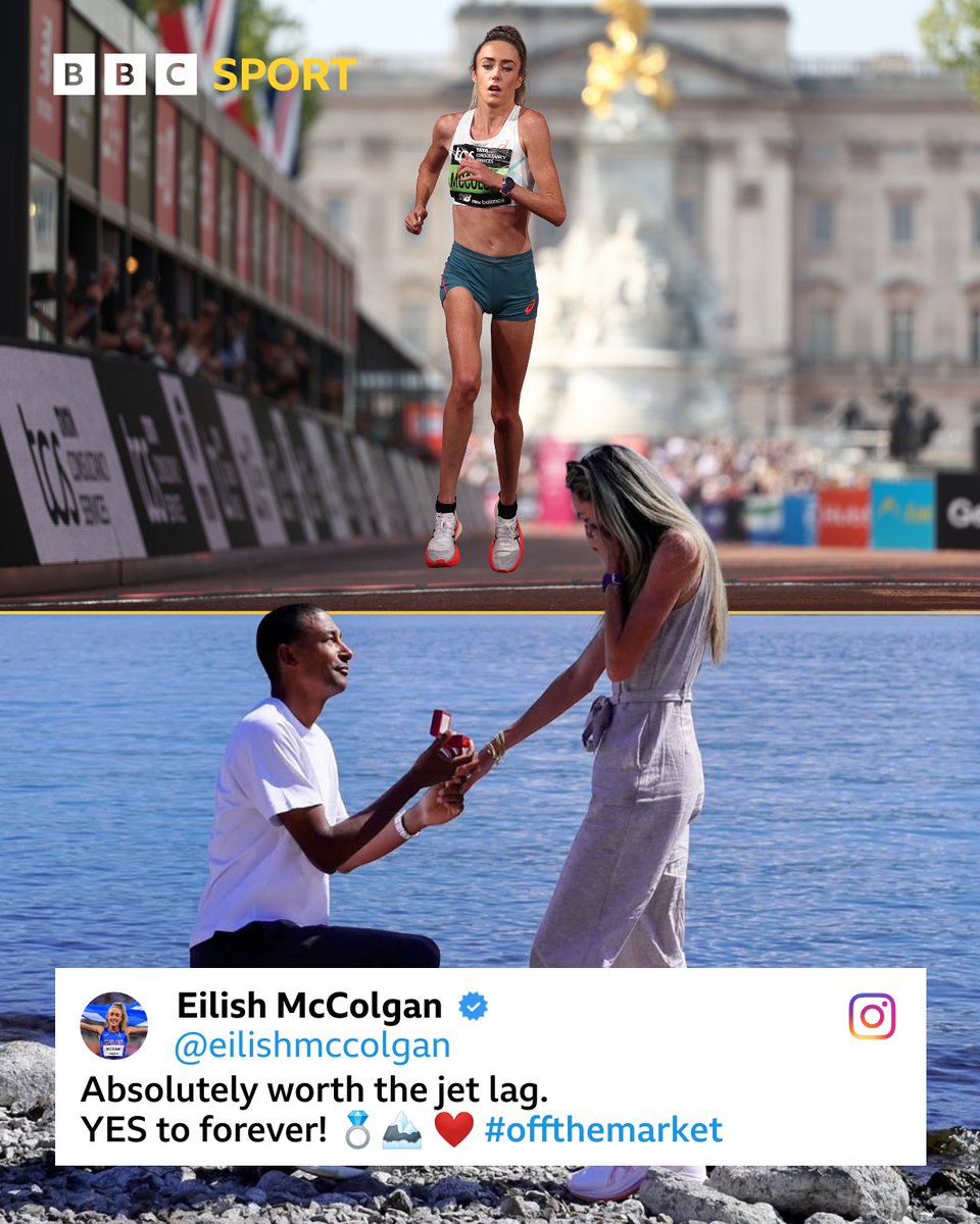 BBC Sport (@bbcsport) on Twitter photo π
Sunday: Sets Scottish women's London Marathon record on debut πββοΈ
π
Wednesday: Announces engagement π
Congratulations, <a href="/EilishMccolgan/">Eilish McColgan</a>! β¨ π
Sunday: Sets Scottish women's London Marathon record on debut πββοΈ
π
Wednesday: Announces engagement π
Congratulations, <a href="/EilishMccolgan/">Eilish McColgan</a>! β¨
