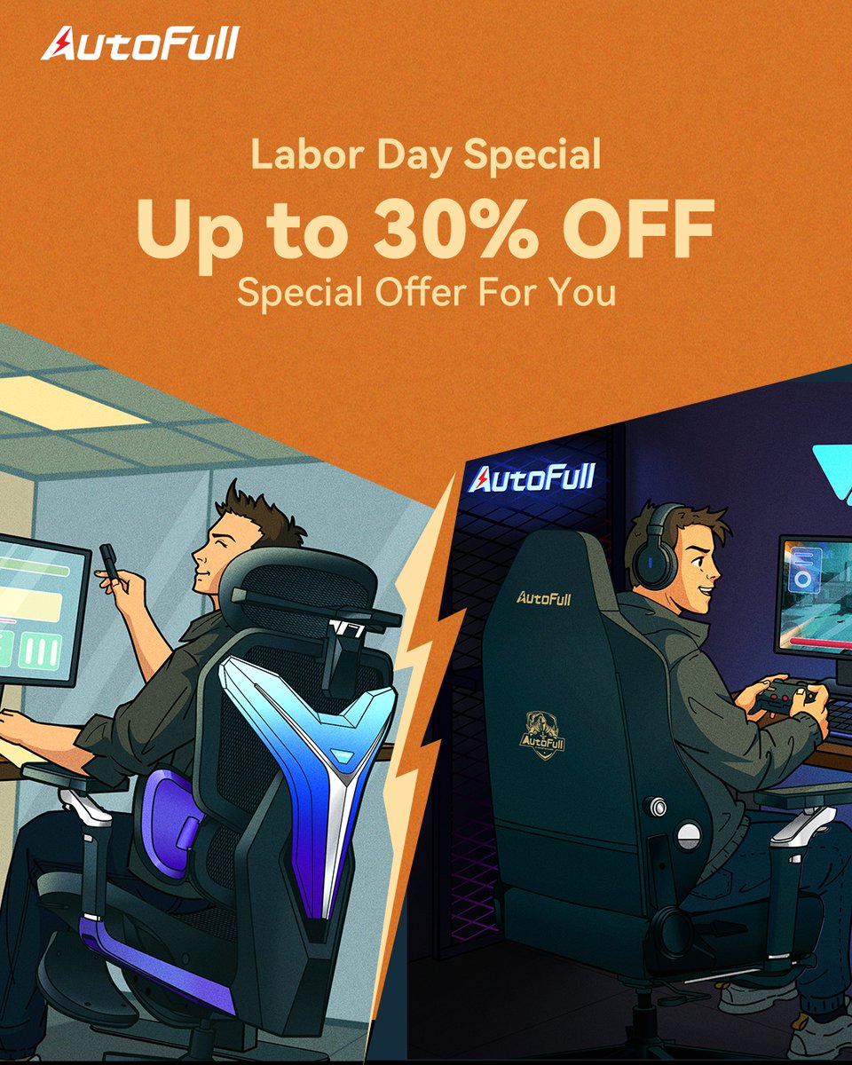 💼 Labor Day Loading… ⏳
Time to AFK from stress and respawn in style! 🎮🪑

AutoFull gaming chairs 𝐧𝐨𝐰 𝐮𝐩 𝐭𝐨 𝟑𝟎% 𝐎𝐅𝐅 — because even MVPs need a break. 🏆

👀 Limited-time buff, don’t miss it.
🛒 Claim your seat upgrade: bit.ly/4iateZv