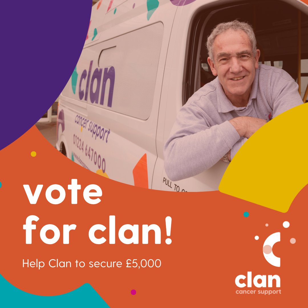 📣 Help Clan to secure £5,000! 📣
 
Do you have a minute to help Clan secure £5,000 in funding to support local people impacted by cancer?

To nominate Clan, simply enter your details in the form here ➡️ bit.ly/4iFBX4W
 
Voting closes midnight this Sunday, May 4th.