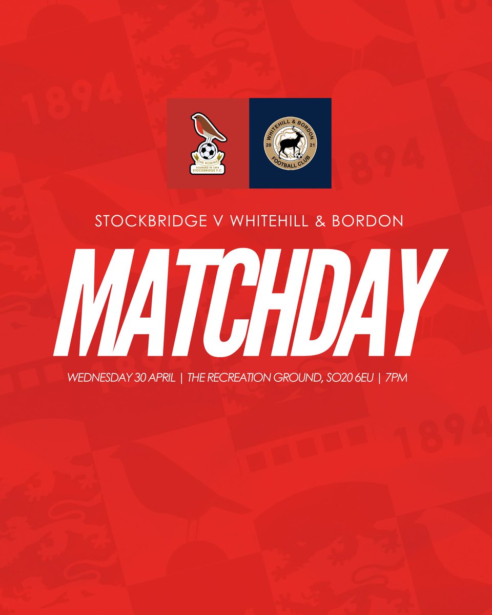 Match day! 

It’s out last game of the season as we host Whitehill &amp; Bordon at The Recreation Ground.

Please note, kick off is at 7PM. 

#ROBINS | #SINCE1894