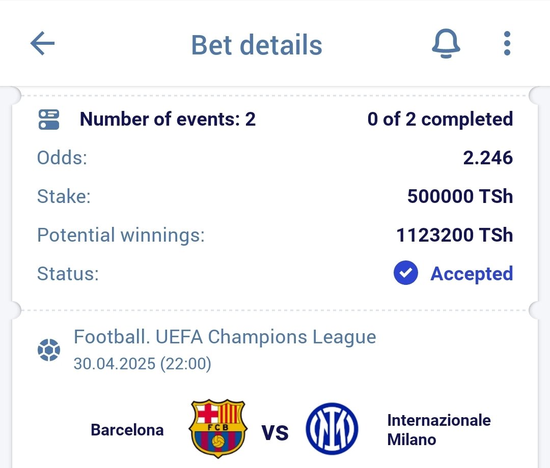 AmanWillz's tweet image. UEFA CHAMPIONS on 𝗣𝗔𝗥𝗜𝗣𝗘𝗦𝗔

🧿 2+ odds 

♻️ Code, V8LP2 

Stake 🪝 500,000 

Moto ni ulele bila kupoa sasa wewe zubaa sisi tunapiga hela 🤝🏽 

Fungua account yako Chap hapa 👇🏽 

paripesa.bet/willz 

Promo-code jaza  👉🏾 WILLZ