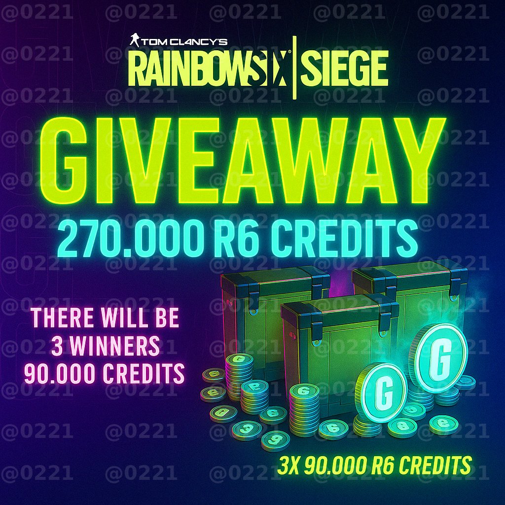 🎉 R6S GIVEAWAY – 270,000 CREDITS (Via Marketplace) UP FOR GRABS! 🎉

I’m giving away 270,000 R6S credits to 3 lucky winners (⚡ 90,000 credits each)!

💥 How to enter:

Join my Discord server👉 discord.gg/SvrhFGfmTv

Complete the verification process

Click the giveaway button