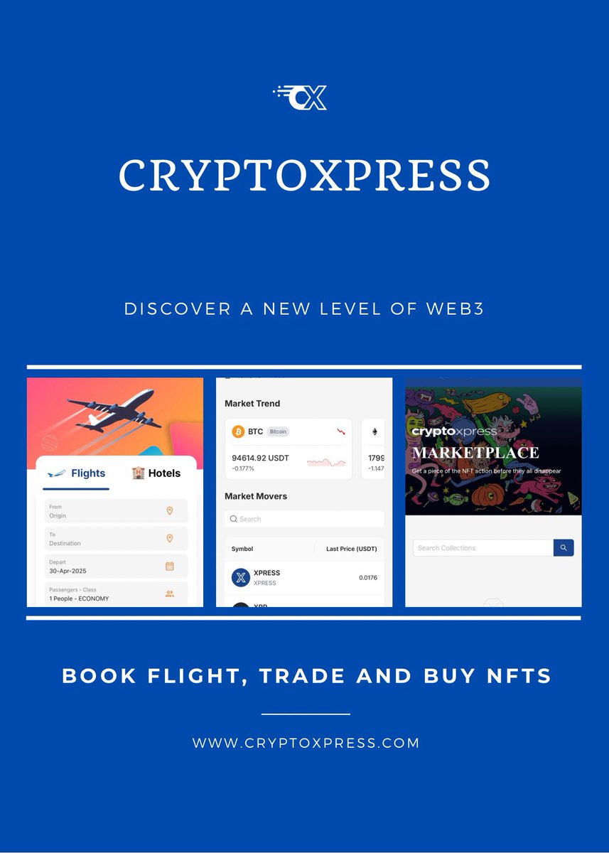 Treasureweb3's tweet image. Crypto is evolving from speculation to real-life utility.
@crypto_xpress is leading this shift with an all-in-one app that lets you shop, travel, and bank using your digital assets.
#CryptoXpress #Web3ForEveryone