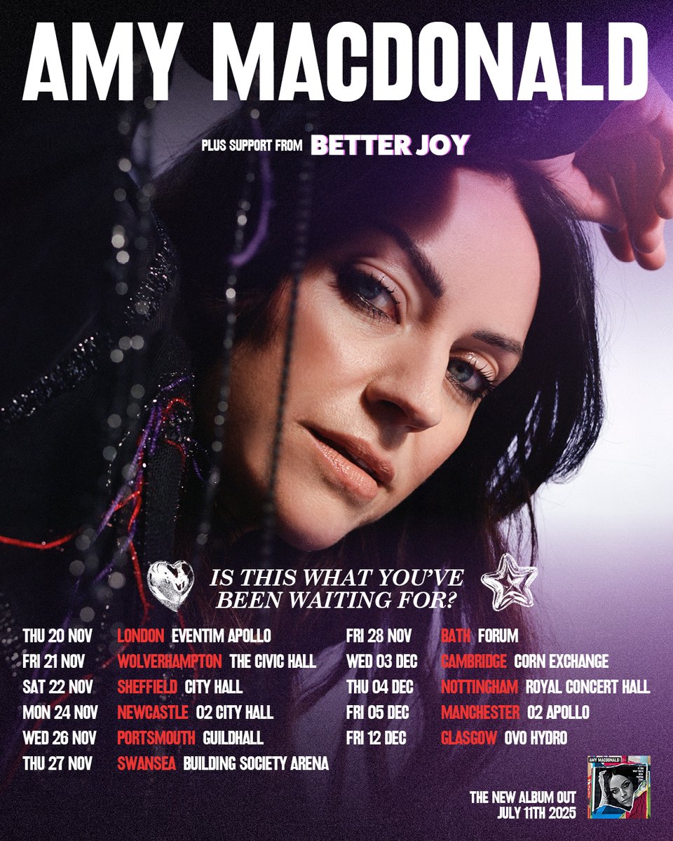gigsandtours (@gigsandtours) on Twitter photo Multi-platinum selling solo star <a href="/Amy__Macdonald/">𝗔𝗠𝗬 𝗠𝗔𝗖𝗗𝗢𝗡𝗔𝗟𝗗</a> has announced a UK tour in Nov/Dec! With support from <a href="/betterjoymusic/">better joy</a> ✨
Tickets on sale now at lnk.to/AmyMacdonald Multi-platinum selling solo star <a href="/Amy__Macdonald/">𝗔𝗠𝗬 𝗠𝗔𝗖𝗗𝗢𝗡𝗔𝗟𝗗</a> has announced a UK tour in Nov/Dec! With support from <a href="/betterjoymusic/">better joy</a> ✨
Tickets on sale now at lnk.to/AmyMacdonald