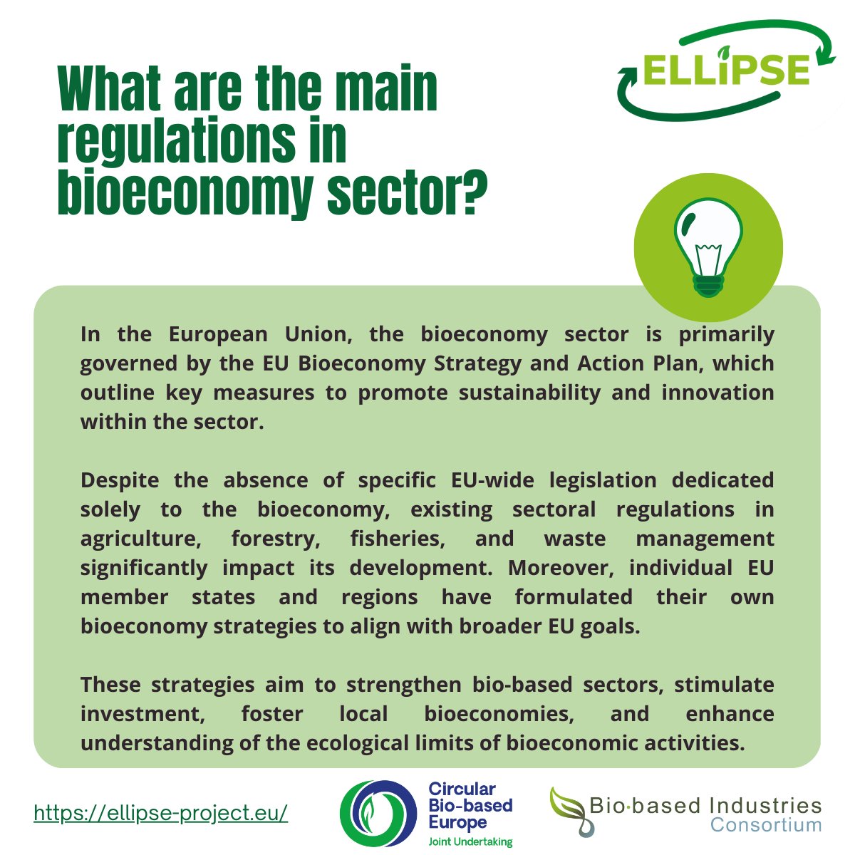 ELLIPSE Project (@ellipse_project) on Twitter photo 12th piece of the #RunningintheELLIPSE campaign!
💼 What are the main regulations in the bioeconomy sector?
<a href="/biconsortium/">Bio-based Industries Consortium</a> <a href="/HorizonEU/">Horizon Europe 🇪🇺</a> <a href="/aimplas/">AIMPLAS</a> <a href="/BioBaseEuropePP/">Bio Base Europe PP</a> <a href="/mi_sustainable/">Bio-Mi Sustainable Solutions</a> <a href="/Novamont/">Novamont</a>
<a href="/CARTIFCT/">CARTIF</a> <a href="/EngineeringZer0/">ZER0-E Engineering</a> <a href="/UniVerona/">Università di Verona</a> <a href="/ENCOsrl/">ENCO srl</a> 12th piece of the #RunningintheELLIPSE campaign!
💼 What are the main regulations in the bioeconomy sector?
<a href="/biconsortium/">Bio-based Industries Consortium</a> <a href="/HorizonEU/">Horizon Europe 🇪🇺</a> <a href="/aimplas/">AIMPLAS</a> <a href="/BioBaseEuropePP/">Bio Base Europe PP</a> <a href="/mi_sustainable/">Bio-Mi Sustainable Solutions</a> <a href="/Novamont/">Novamont</a>
<a href="/CARTIFCT/">CARTIF</a> <a href="/EngineeringZer0/">ZER0-E Engineering</a> <a href="/UniVerona/">Università di Verona</a> <a href="/ENCOsrl/">ENCO srl</a>