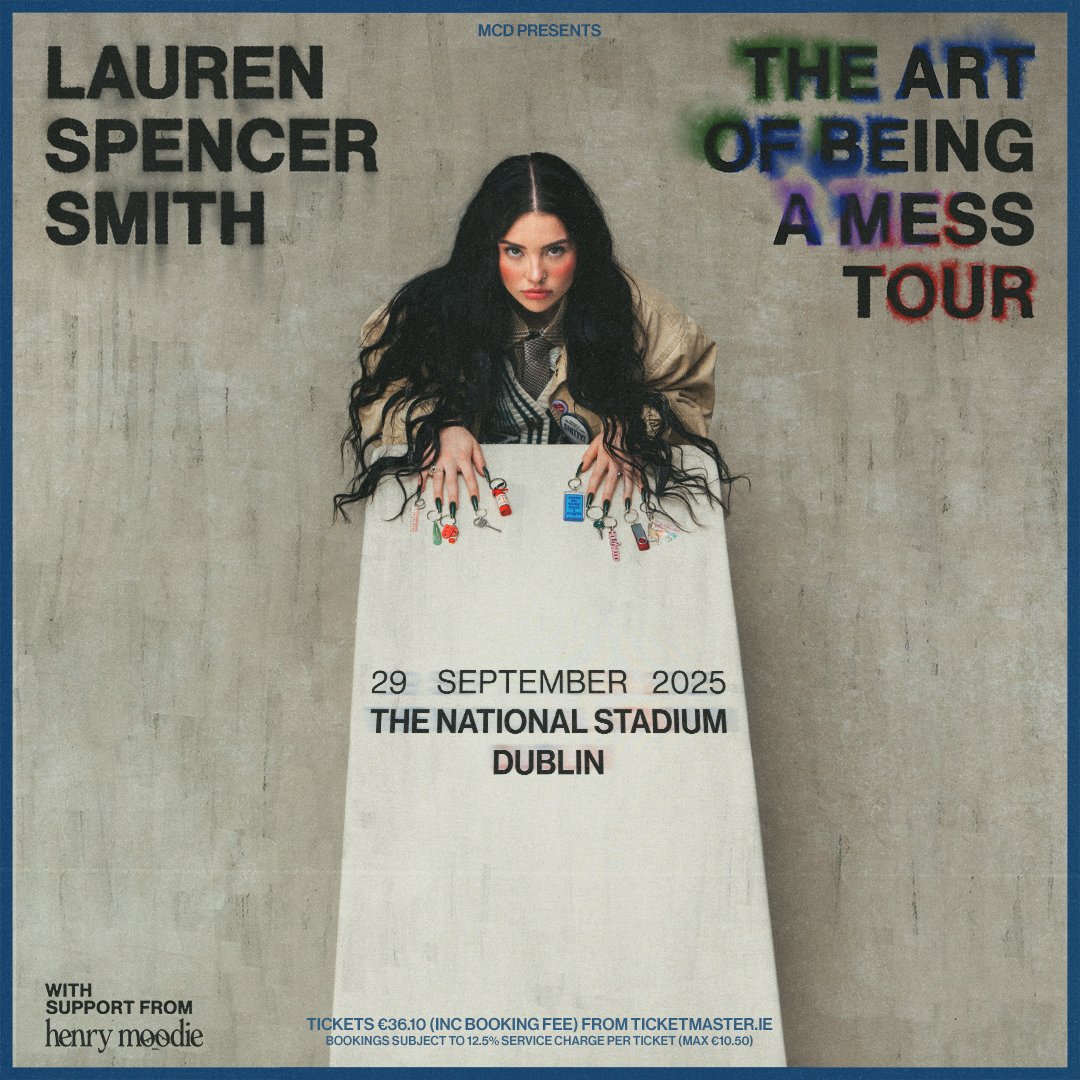 Ticketmaster Ireland (@ticketmasterire) on Twitter photo Chart-topping, singer-songwriter Lauren Spencer Smith (<a href="/iamlaurenmusic/">Lauren Spencer Smith</a>) has announced a return to Ireland with a headline show at Dublin's <a href="/NationalStad/">National Stadium</a> on 29 September 2025 โจ
๐ซ Tickets on sale Friday 9 May at 9am bit.ly/4iEHAjI Chart-topping, singer-songwriter Lauren Spencer Smith (<a href="/iamlaurenmusic/">Lauren Spencer Smith</a>) has announced a return to Ireland with a headline show at Dublin's <a href="/NationalStad/">National Stadium</a> on 29 September 2025 โจ
๐ซ Tickets on sale Friday 9 May at 9am bit.ly/4iEHAjI