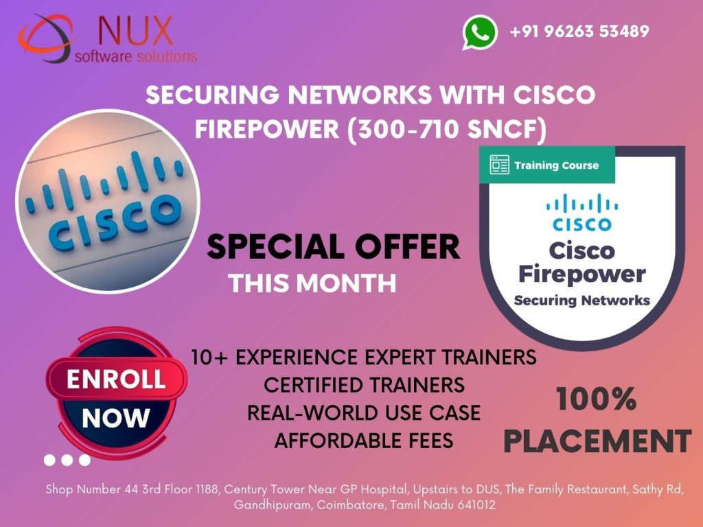 NuxSoftware's tweet image. Securing Networks with Cisco Firepower (300-710 SNCF) Training and Certification
#300710
#CiscoFirepower
#SNCF
#CiscoSecurity
#Cisco300710
#FirepowerSecurity
#NetworkSecurity
#CiscoCertification
#CyberSecurity
#CiscoTraining
#CiscoCertified
#NextGenFirewall