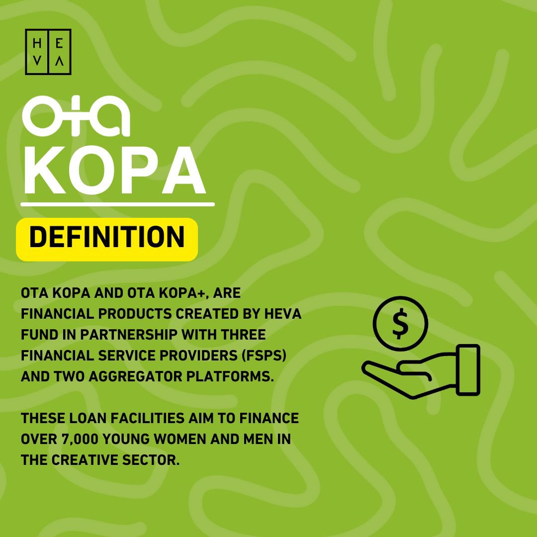 💥ATTENTION ALL CREATIVES💥

We have put together a quick overview of the Ota Kopa and Ota Kopa+ loan facility, including how to apply, eligibility requirements and repayment timelines. 

#CreativeAfrica