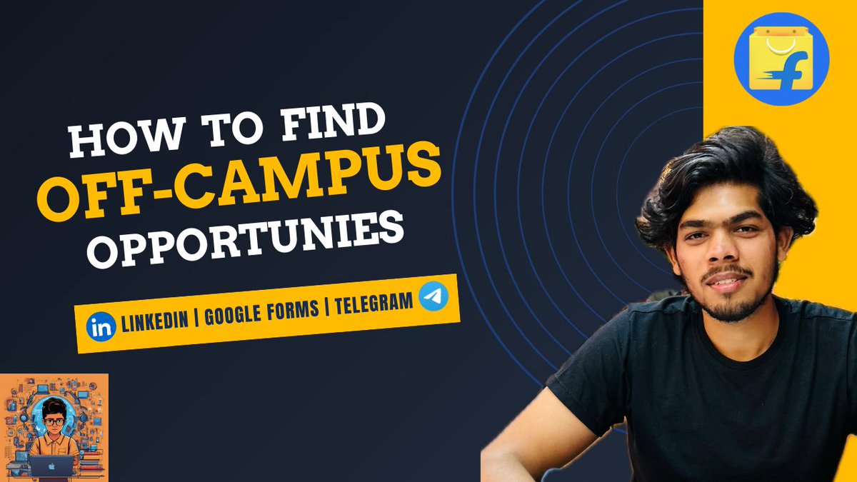 I have shared how to apply for off-campus Internships and jobs.

I am someone who have done 3 internships in my college time all via off campus. And grabbed multiple fulltime opportunities via off campus including Flipkart.

Video link:- youtu.be/Ni9La5q4Yl4?si…