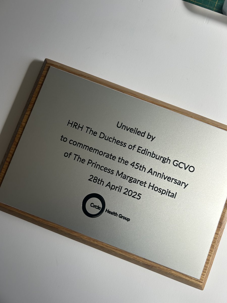 Honoured to have our easel &amp; midnight blue curtains used by The Duchess of Edinburgh to unveil a plaque we crafted for The Princess Margaret Hospital's 45th anniversary. Need curtain hire or a bespoke plaque? Call us: 01904 400800. #PlaqueReveal
