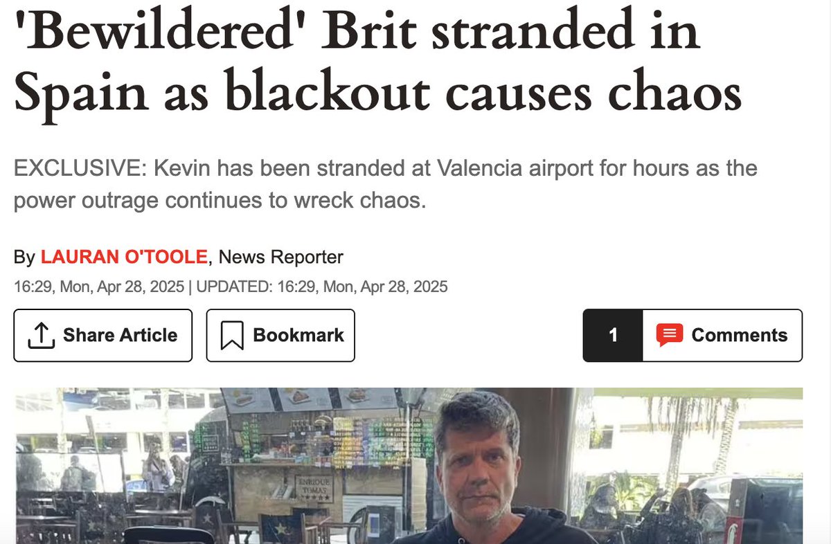 I was stuck in the airport in Valencia for nine hours during the blackout and did a bunch of media work off the back of it. And it prompted me to put down some thoughts on the how and why of milking moments like this &gt;&gt; linkedin.com/posts/kevin-sm…