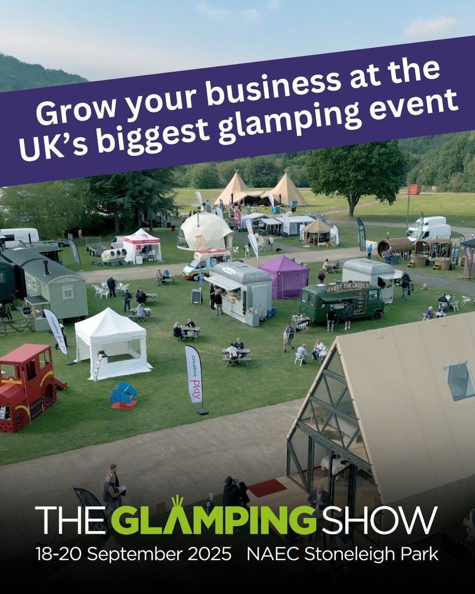 The Glamping Show 2025 returns to NAEC Stoneleigh, Warwickshire from 18–20 Sept, bringing together a powerful audience of glamping site owners, landowners, outdoor hospitality pros and much more.

👉 Find out more &amp; book now: theglampingshow.com/exhibit/why-ex…